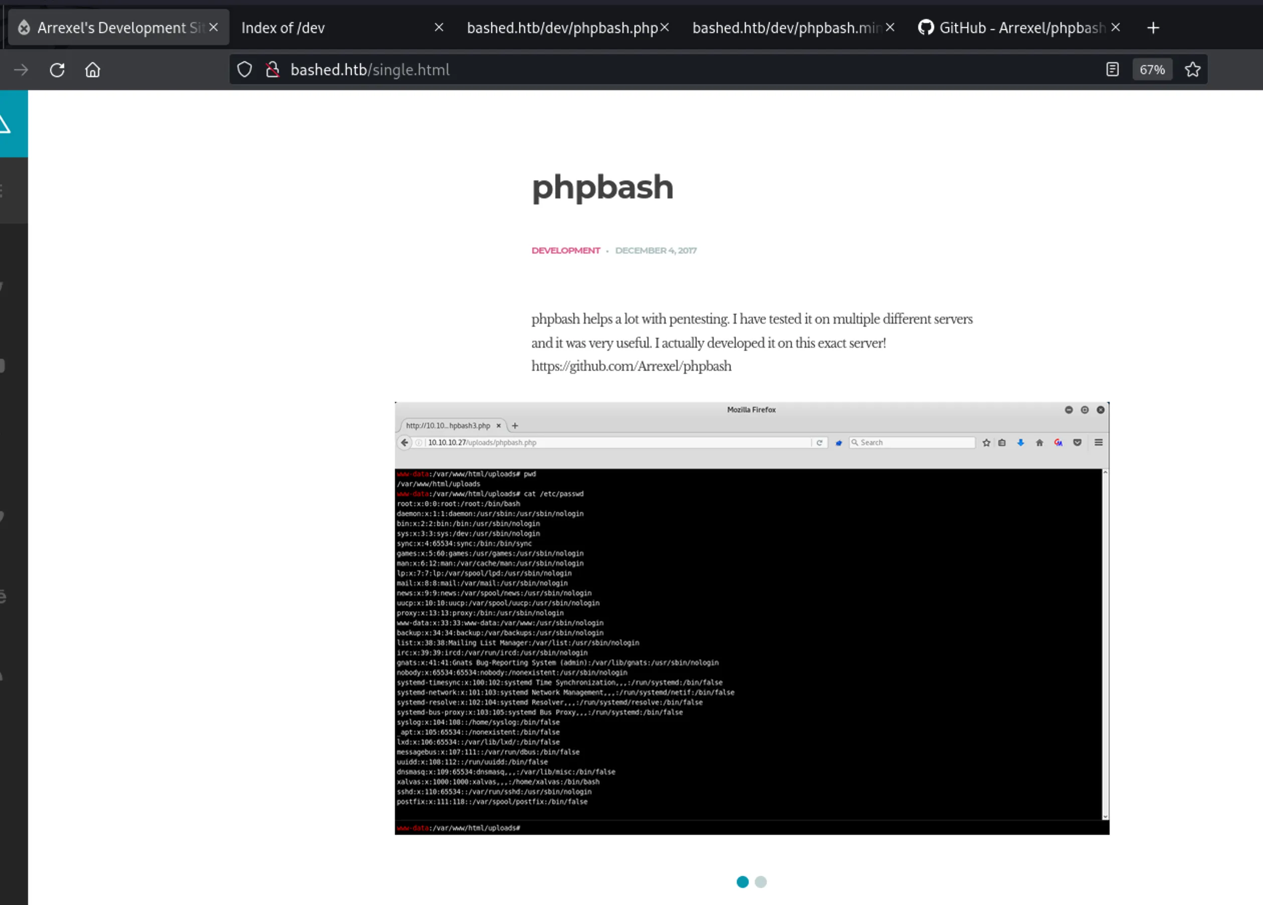 WebPage - bashed - HTB